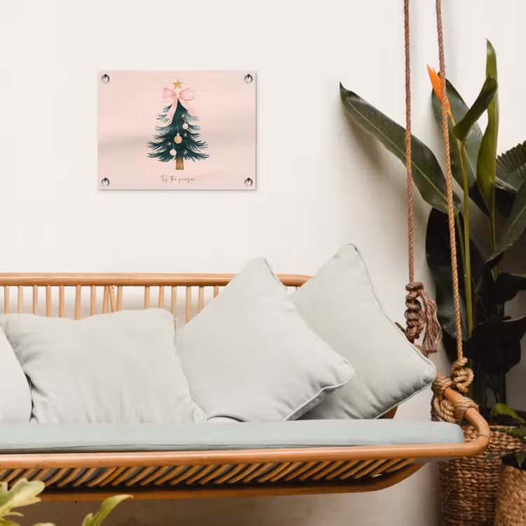 Christmas Season - Kerst - Kerstboom - Roze tuinposter los doek klein -sfeer7