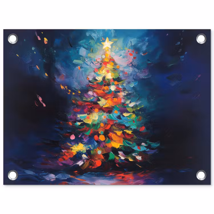 Kerstboom - Kerst - Abstract - Kleurrijk tuinposter los doek klein -3d