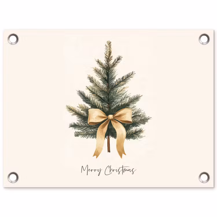 Kerstboom - Kerst - Merry Christmas - Beige tuinposter los doek klein -3d