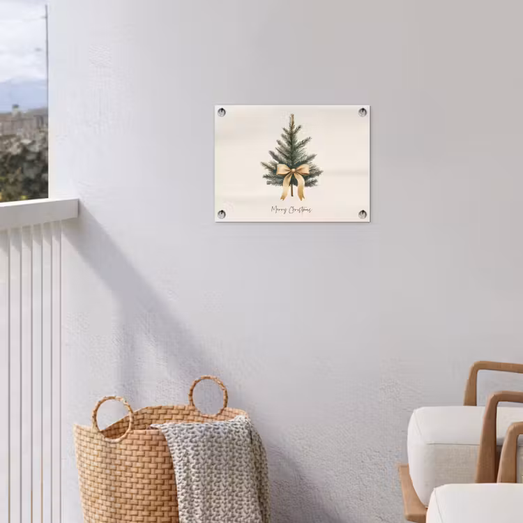 Kerstboom - Kerst - Merry Christmas - Beige tuinposter los doek klein -sfeer8