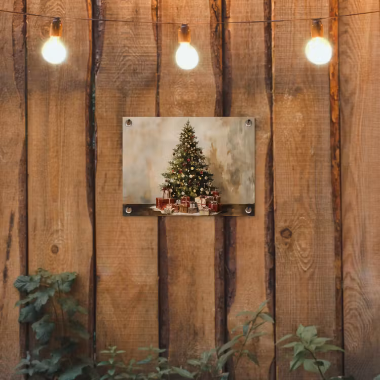 Kerstboom - Versierd - Kleurrijk tuinposter los doek klein -sfeer1