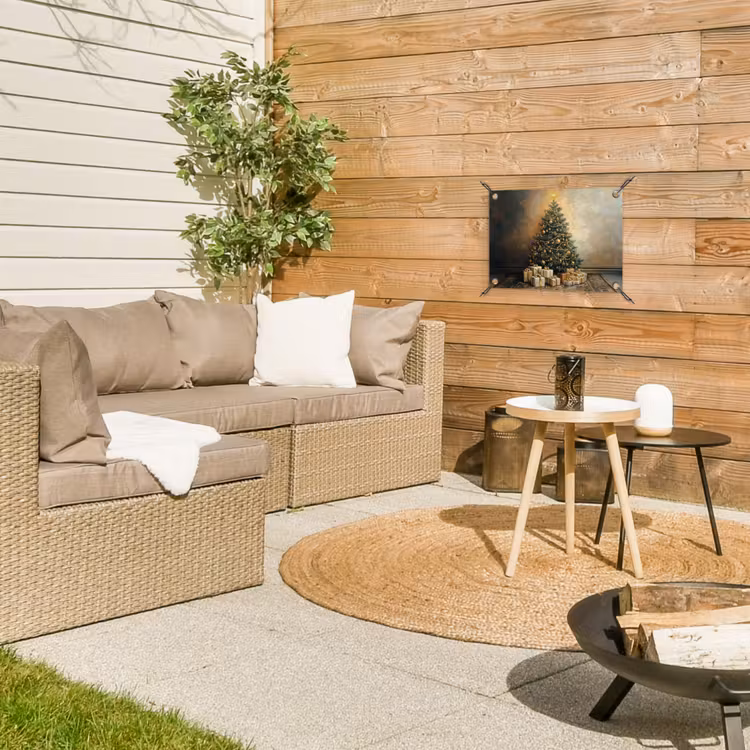 Kerstboom - Cadeaus - Goud tuinposter los doek klein -sfeer4