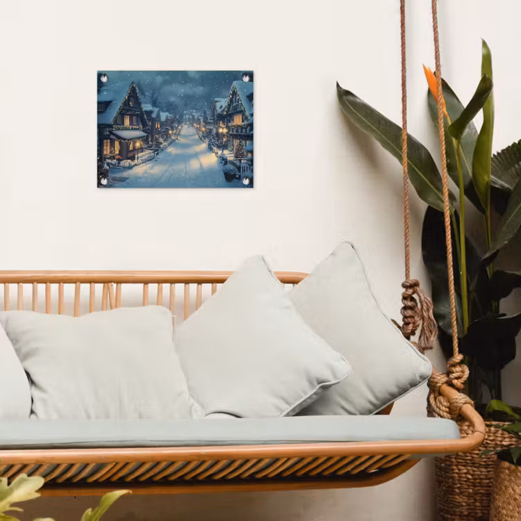 Kerstdorp - Kerst - Sneeuw - Winter tuinposter los doek klein -sfeer7