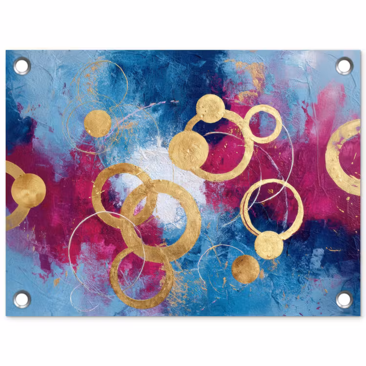 Cirkels - Goud - Abstract tuinposter los doek klein -3d