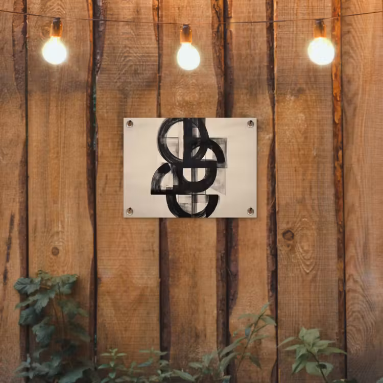 Cirkels - Lijnen - Vormen - Zwart tuinposter los doek klein -sfeer1