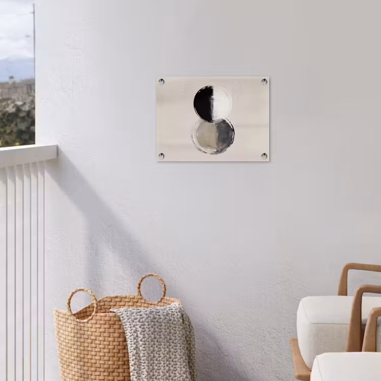 Cirkels - Strepen - Minimalistisch - Zwart tuinposter los doek klein -sfeer8