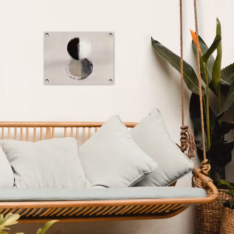 Cirkels - Strepen - Minimalistisch - Zwart tuinposter los doek klein -sfeer7