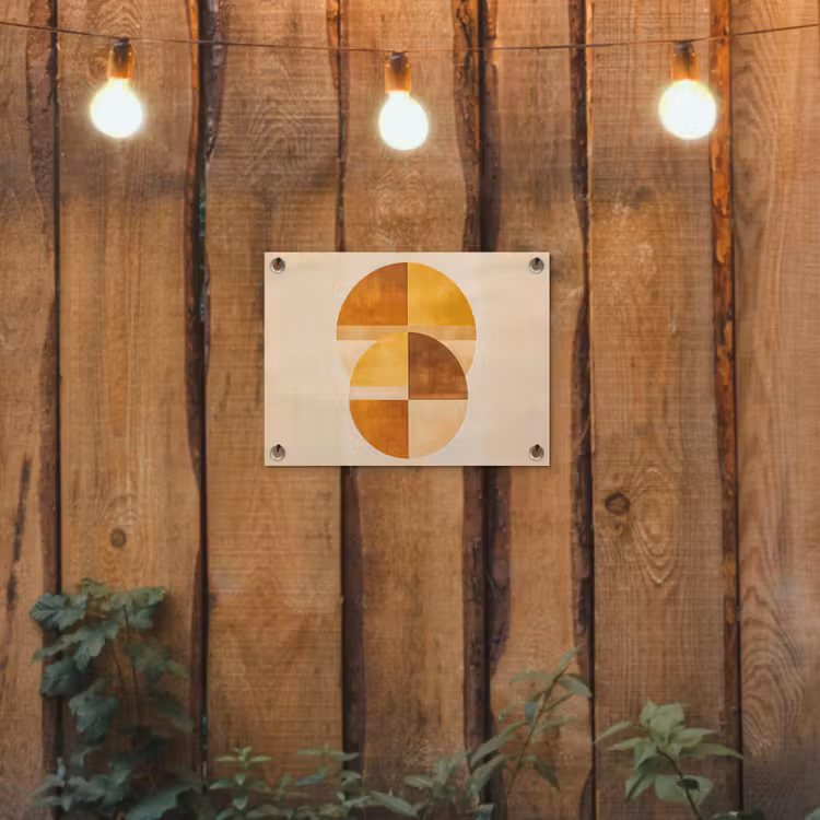 Cirkels - Geel - Minimalistisch tuinposter los doek klein -sfeer1