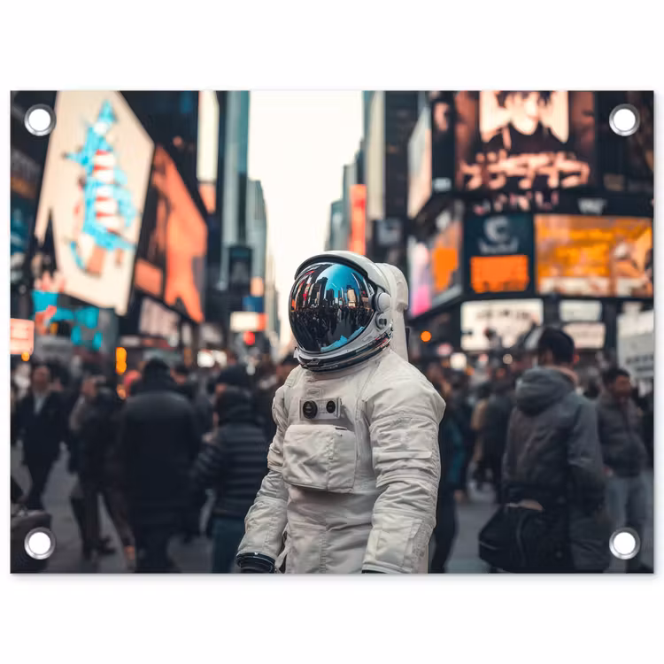Stad - Mensen - Astronaut - Wit tuinposter los doek klein -3d
