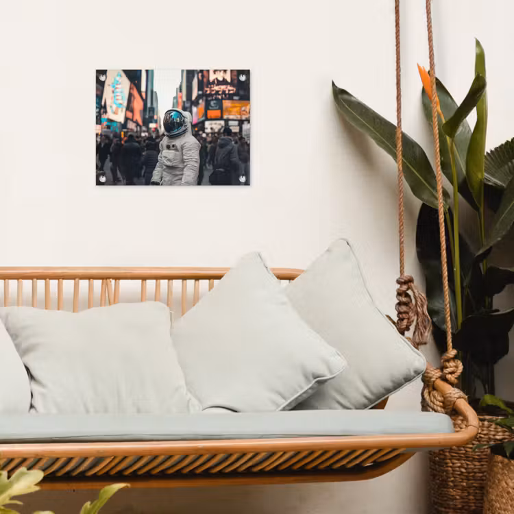 Stad - Mensen - Astronaut - Wit tuinposter los doek klein -sfeer7