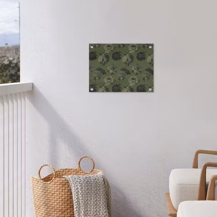 Klassiek - botanisch - olijfgroen - bloemen tuinposter los doek klein 239 -sfeer8