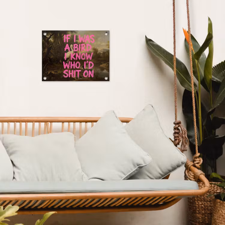 Klassiek - Humor - Roze tuinposter los doek klein -sfeer7