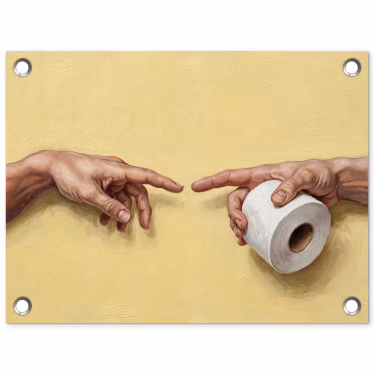 Klassiek - Kunst - Humor tuinposter los doek klein -3d