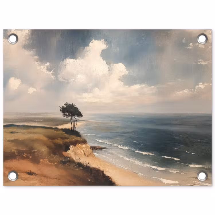 Klif - Zee - Boom tuinposter los doek klein -3d