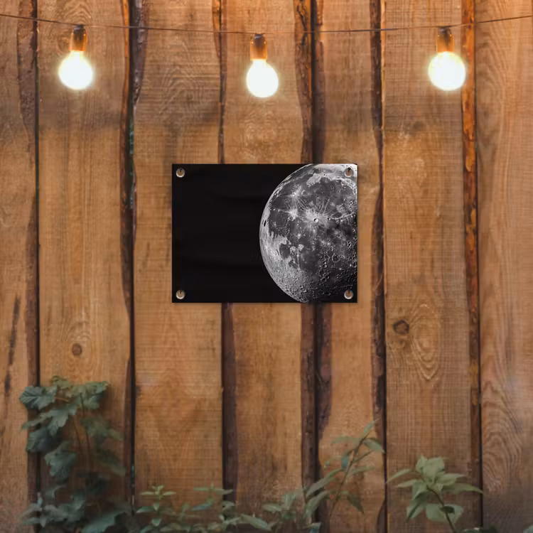 Close-up - Maan - Wit - Textuur tuinposter los doek klein -sfeer1