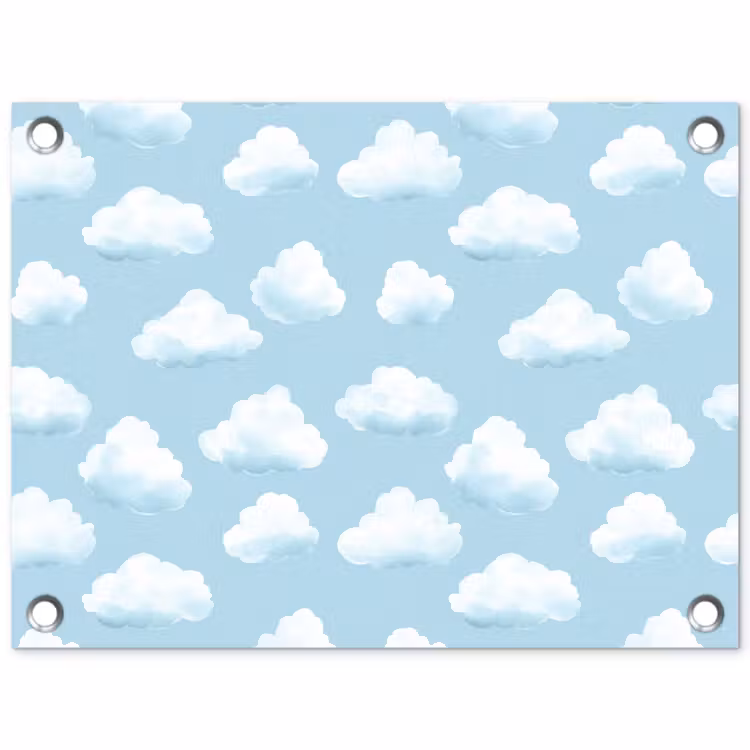 Wolken - Illustratie - Blauw tuinposter los doek klein 239 -3d