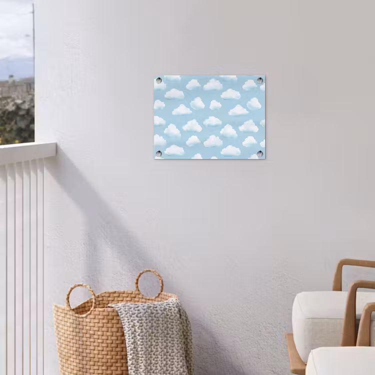 Wolken - Illustratie - Blauw tuinposter los doek klein 239 -sfeer8