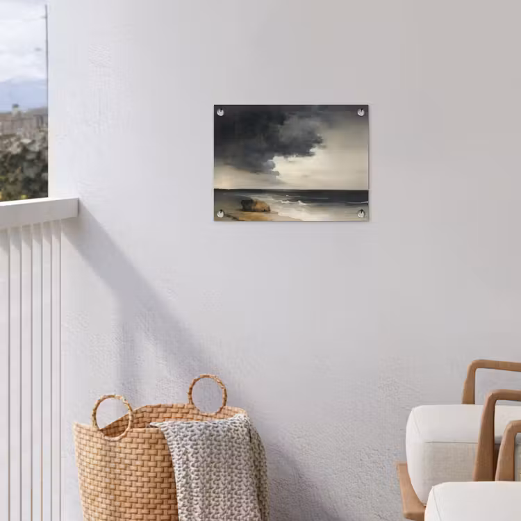 Kust - Golven - Rots - Storm tuinposter los doek klein -sfeer8