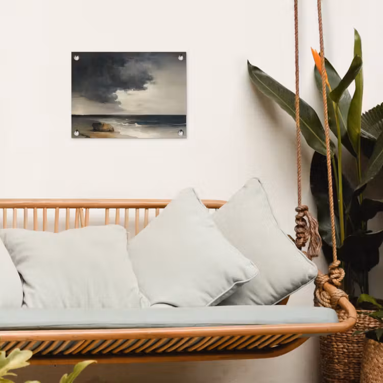 Kust - Golven - Rots - Storm tuinposter los doek klein -sfeer7