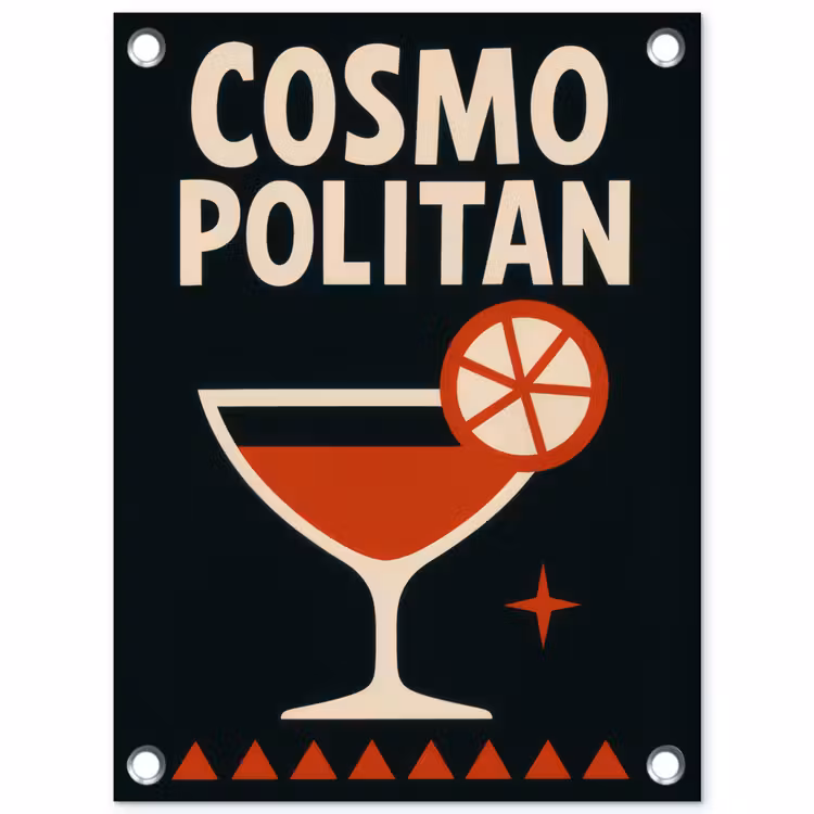 Cocktail - Zwart - Illustratie tuinposter los doek klein -3d