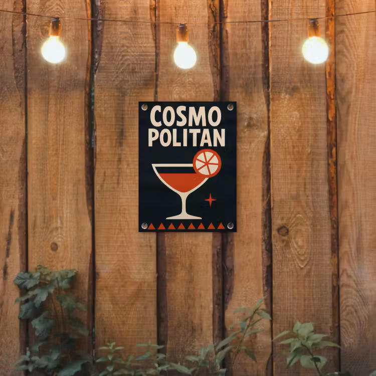 Cocktail - Zwart - Illustratie tuinposter los doek klein -sfeer1
