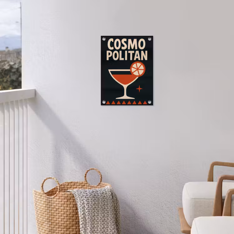 Cocktail - Zwart - Illustratie tuinposter los doek klein -sfeer8