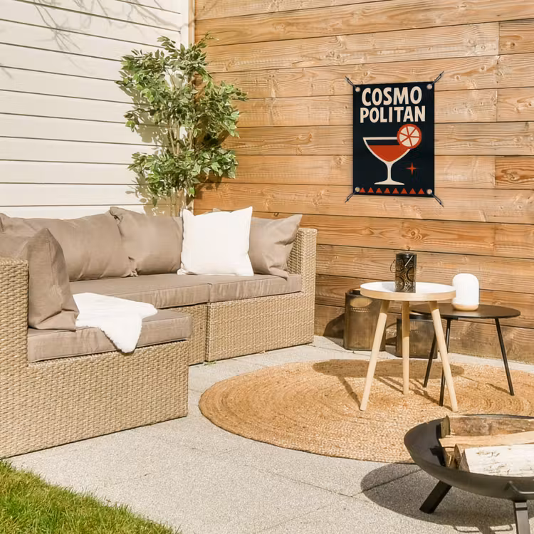 Cocktail - Zwart - Illustratie tuinposter los doek klein -sfeer4