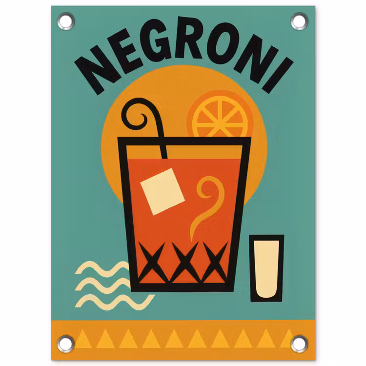 Cocktail - Negroni - Art - Sinaasappel tuinposter los doek klein -3d