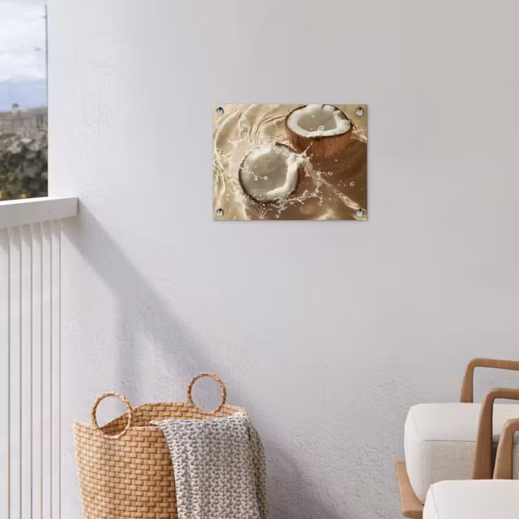 Kokosnoot - Water - Beige - Spetters tuinposter los doek klein -sfeer8