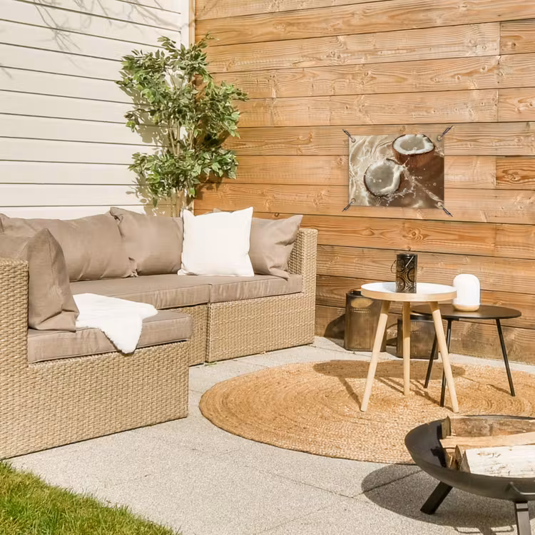 Kokosnoot - Water - Beige - Spetters tuinposter los doek klein -sfeer4