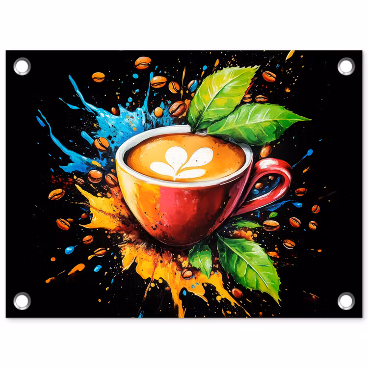 Koffie - Graffiti - Drinken - Abstract tuinposter los doek klein -3d