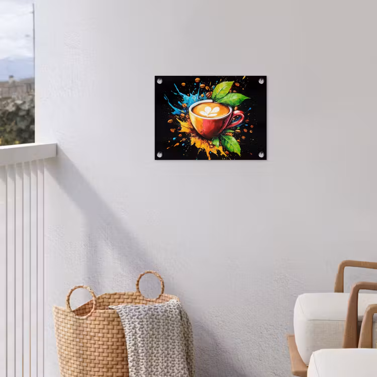 Koffie - Graffiti - Drinken - Abstract tuinposter los doek klein -sfeer8