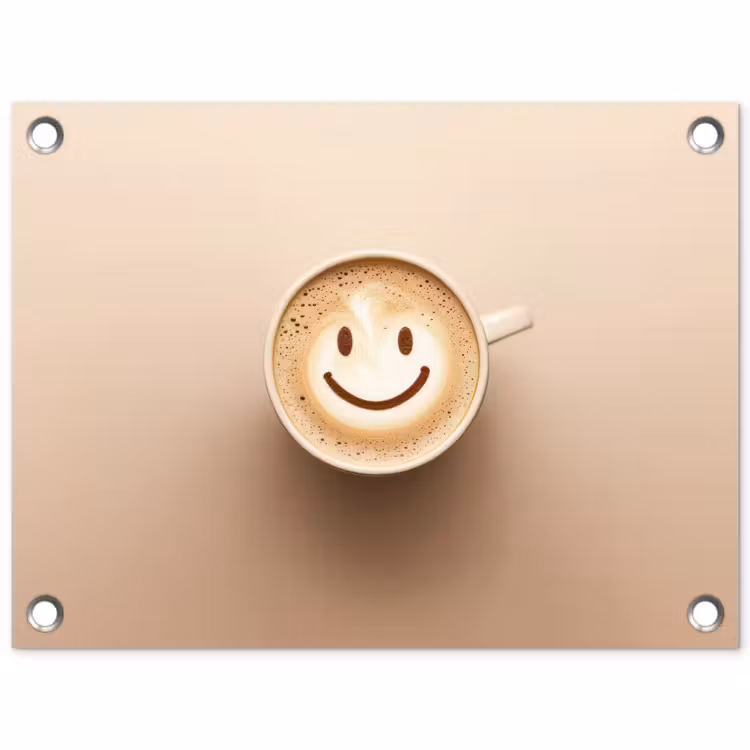 Koffie - Melkschuim - Lach - Beige tuinposter los doek klein -3d