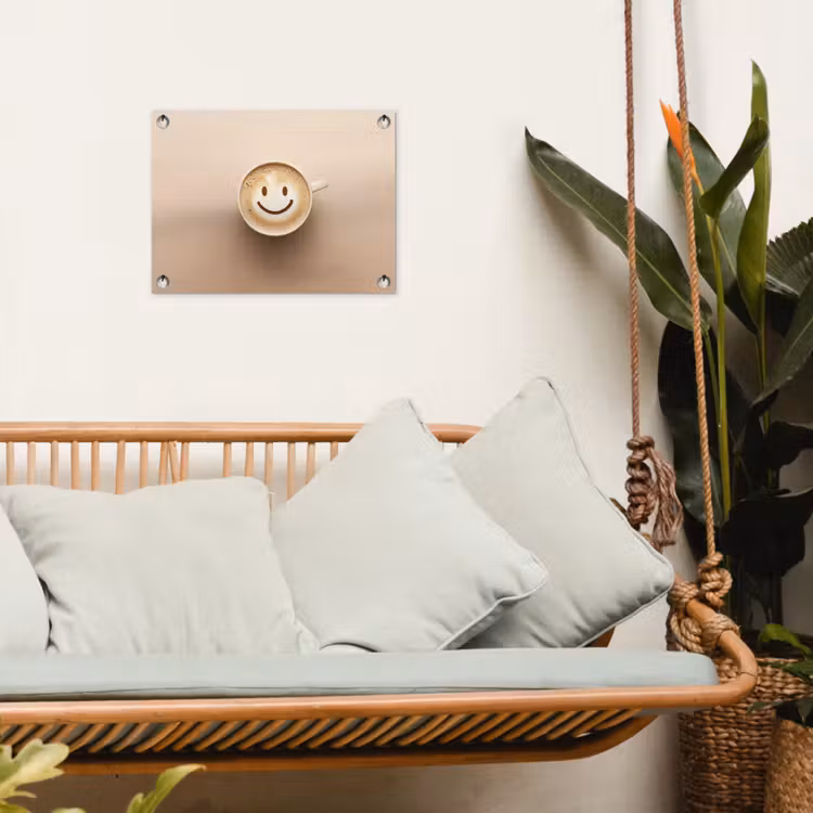Koffie - Melkschuim - Lach - Beige tuinposter los doek klein -sfeer7