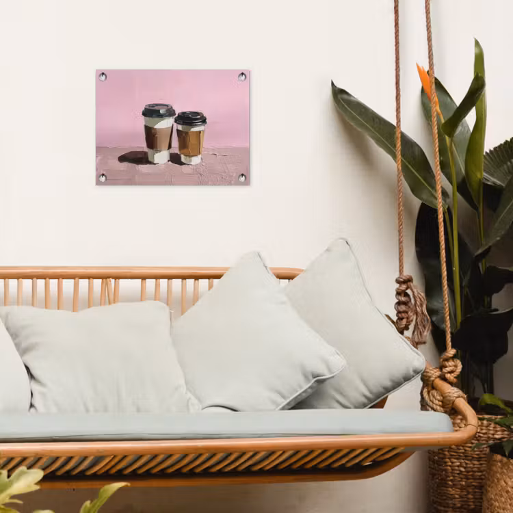 Koffiebekers - Deksel - Verf - Textuur tuinposter los doek klein -sfeer7
