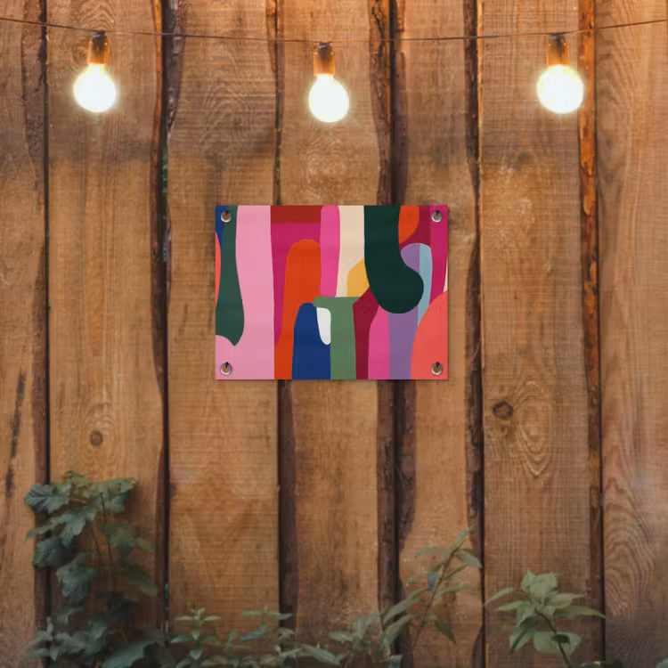 Kleurvakken - Recht - Rond - Abstract tuinposter los doek klein -sfeer1