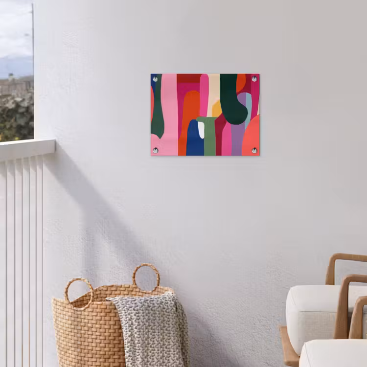 Kleurvakken - Recht - Rond - Abstract tuinposter los doek klein -sfeer8