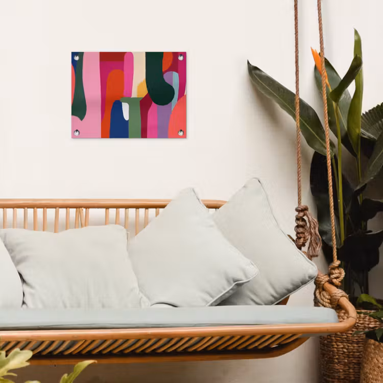 Kleurvakken - Recht - Rond - Abstract tuinposter los doek klein -sfeer7