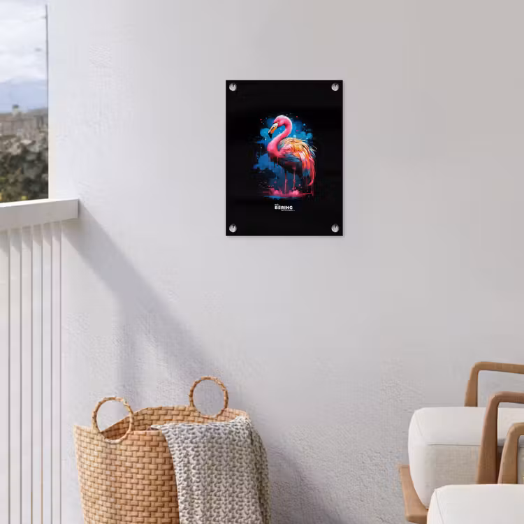 Gekleurde flamingo voor een verfexplosie tuinposter los doek klein -sfeer8