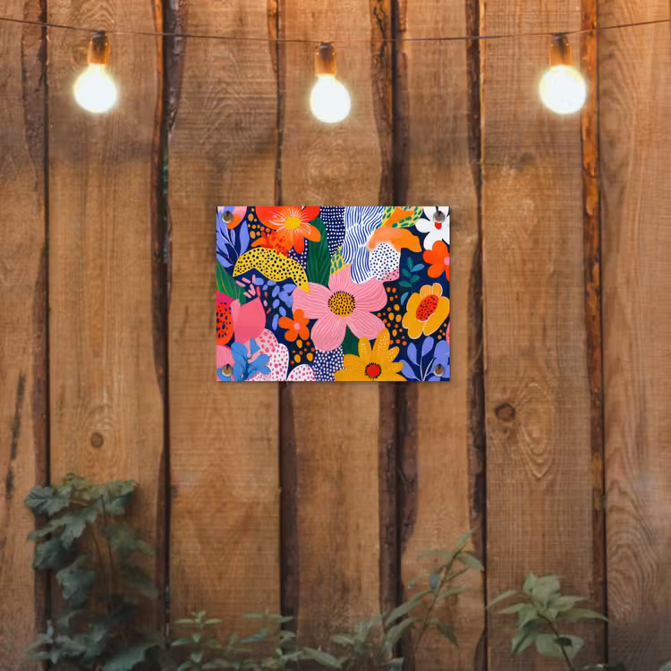 Kleurrijk - Bloemen - Abstract - Stippen tuinposter los doek klein -sfeer1