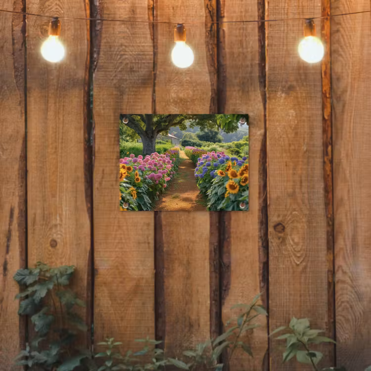 Kleurrijk Tuinpad tuinposter los doek klein -sfeer1