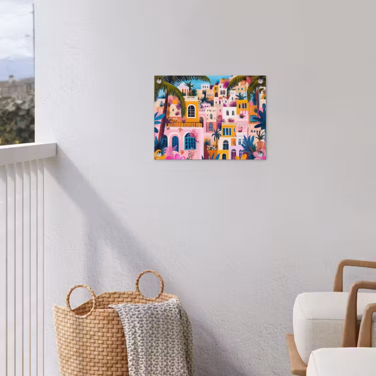 Kleurrijk - Roze - Oranje - Geel - Bloemen tuinposter los doek klein -sfeer8
