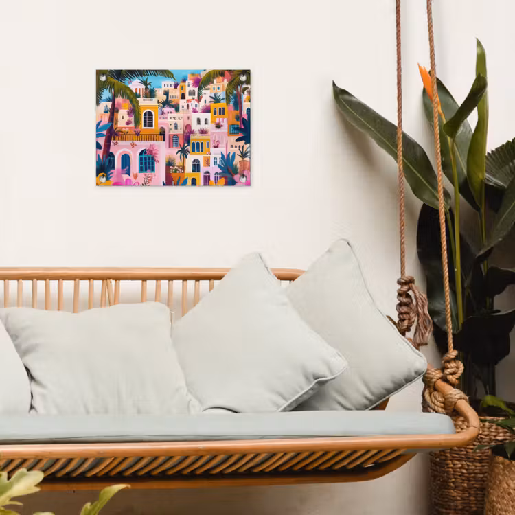 Kleurrijk - Roze - Oranje - Geel - Bloemen tuinposter los doek klein -sfeer7