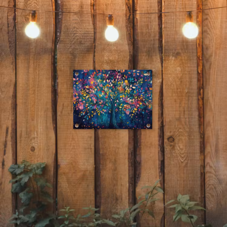 Kleurrijk - Boom - Magisch - Abstract tuinposter los doek klein -sfeer1