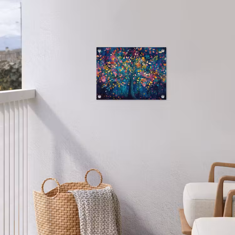 Kleurrijk - Boom - Magisch - Abstract tuinposter los doek klein -sfeer8