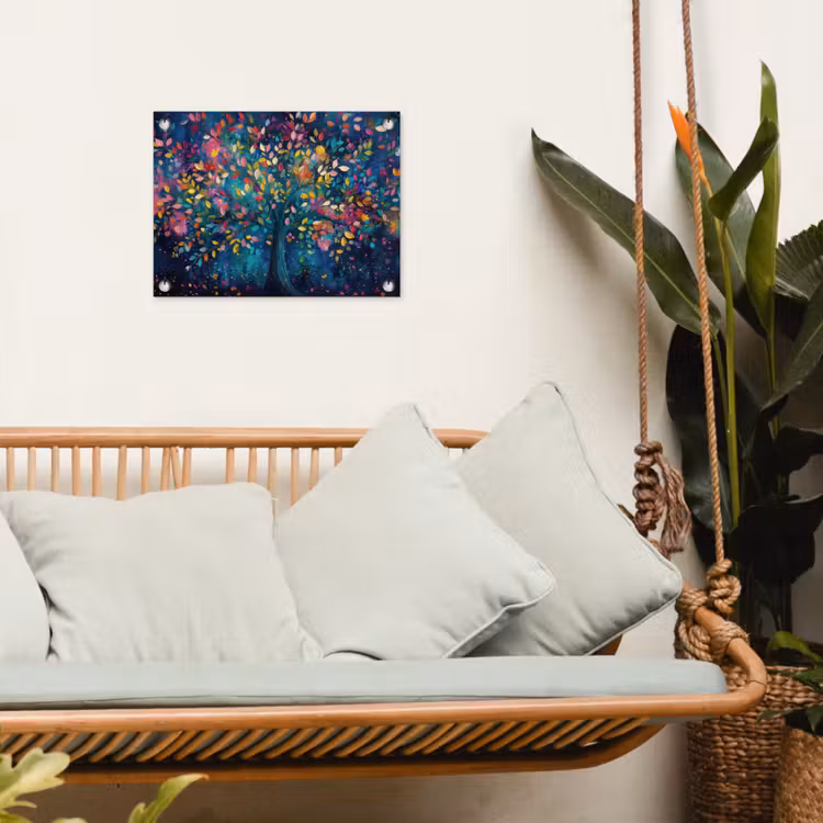 Kleurrijk - Boom - Magisch - Abstract tuinposter los doek klein -sfeer7
