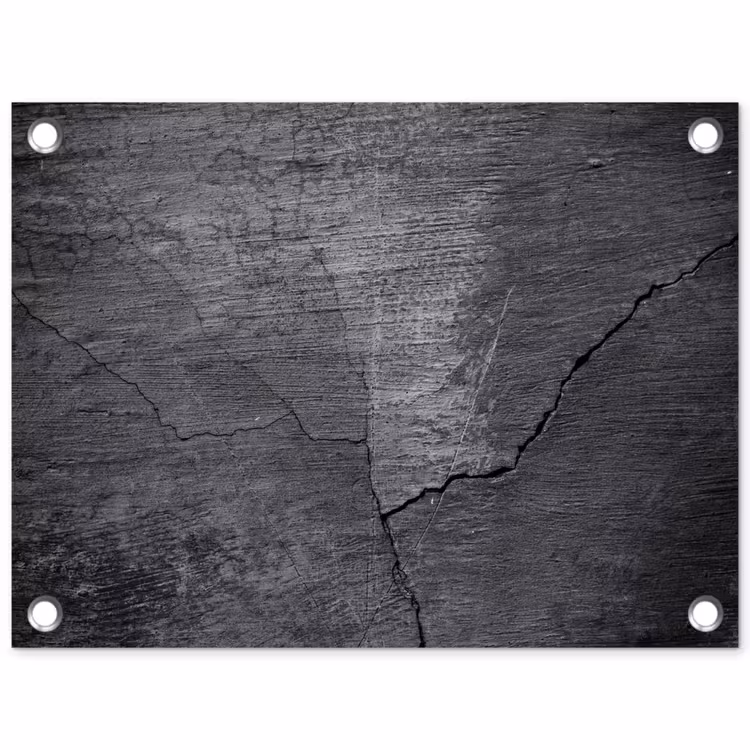 Beton - Zwart - Scheur tuinposter los doek klein -3d