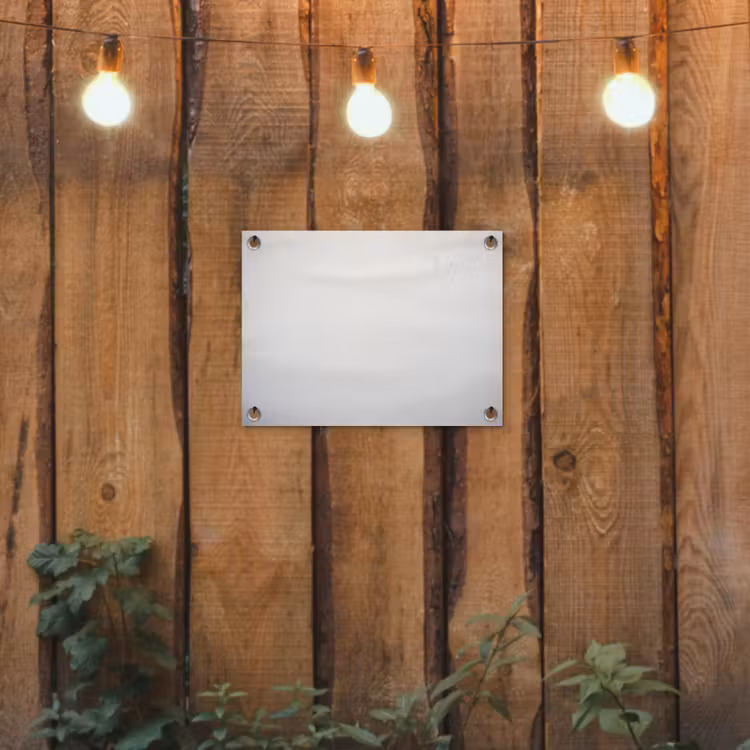Beton - Wit - Modern tuinposter los doek klein -sfeer1