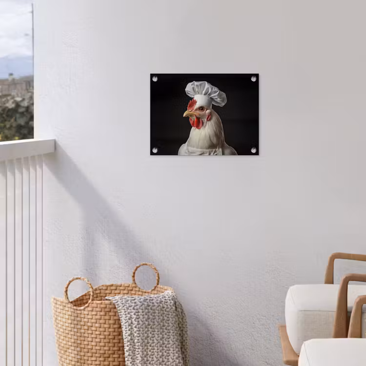 Kok - Rood - Kip tuinposter los doek klein -sfeer8
