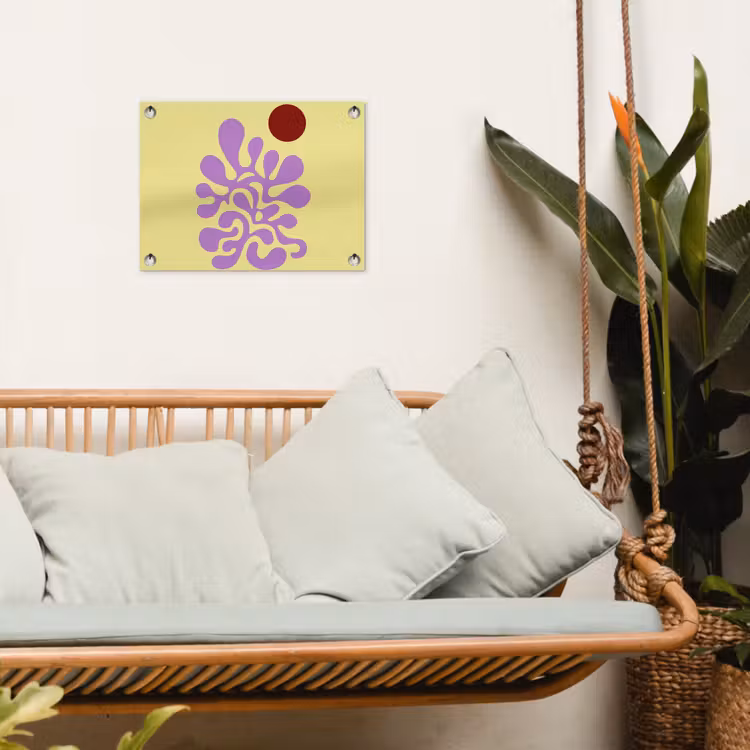 Koraal - Cirkel - Abstract - Geel tuinposter los doek klein -sfeer7